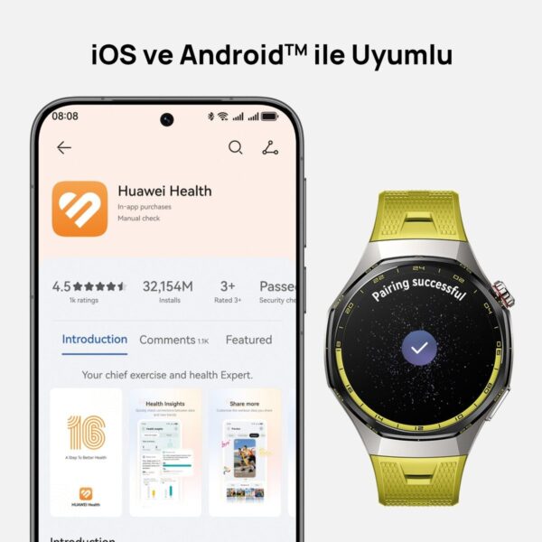Huawei Watch GT 7 Pro 46 mm Akıllı Saat – Siyah, Titanyum Kasa, iOS me Android Uyumlu, EKG, Nano Seramik Bezel, 21 Güne Varan Pil Ömrü