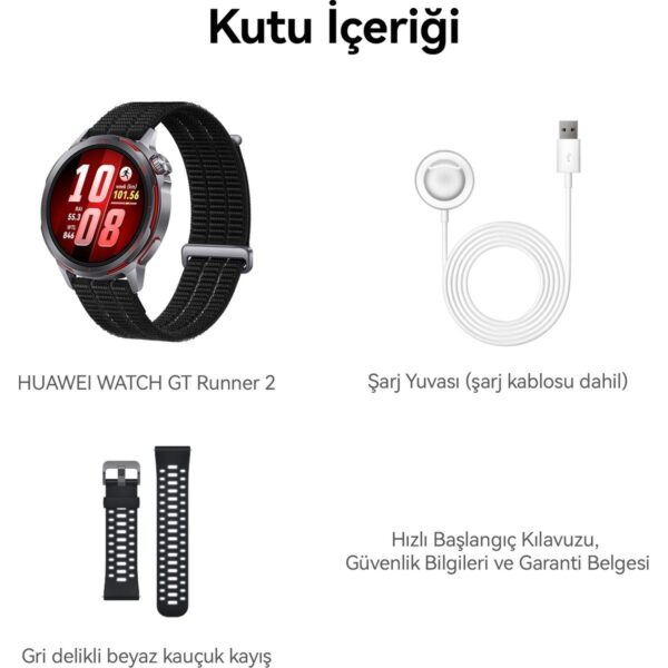 Huawei Watch GT Runner 2 Siyah Akıllı Saat, Nabız EKG HRV Takibi, Ultra Hassas Konumlandırma, Akıllı Maraton Modu, iOS Android Uyumlu, GT Serisi Spor Versiyonu
