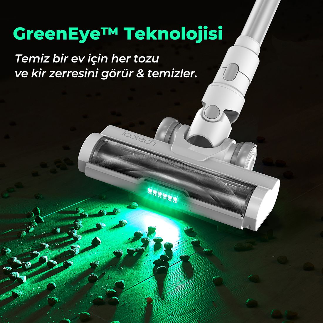 Icotech F30 Max 38KPA Greeneye Lazer Teknoloji Şarjlı Dikey Süpürge