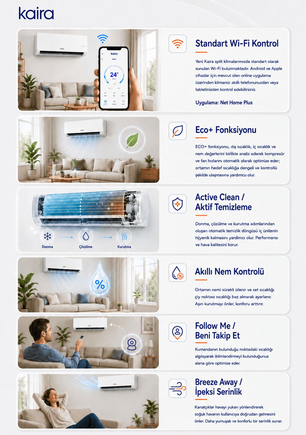 Kaira DTXR50A 18000 BTU/h A++ Wifi Inverter Duvar Tipi Klima (Montaj Dahil)