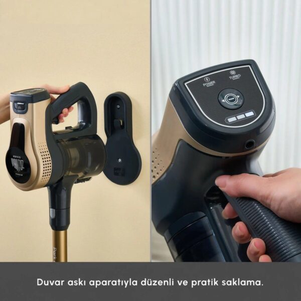 Karaca Power Up Pro 350 W Dik Süpürge Altın Renk HEPA Filtreli 0,6 L Toz Haznesi ile Güçlü Temizlik