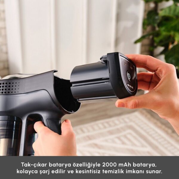 Karaca Vantuz Power Up Max Dikey Süpürge Silver 0,6 L Toz Haznesi ile Turbo Başlık Özellikli