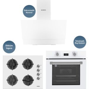 Kumtel Digital Plus 15 Programlı Dokunmatik Beyaz Cam Ankastre Set HBCV0000AJZDF5