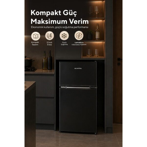 Kumtel HTMF-90EB 87 L Çift Kapılı Mini Buzdolabı – Siyah