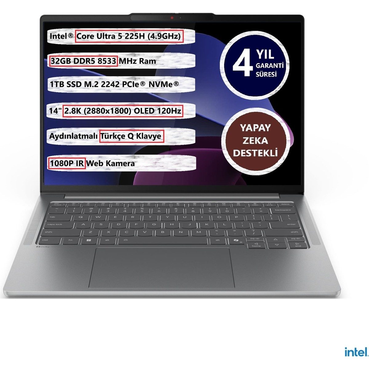 Lenovo Ideapad Pro 5 14IAH10 Intel Ultra 5-225H 32GB 1tb SSD 14" OLED 83JK002BTR Freedos Taşınabilir Bilgisayar HBCV0000B3E0KN