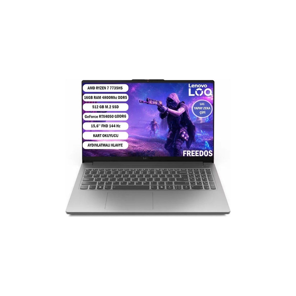 Lenovo LOQE AMD Ryzen 7 7735HS 16GB 512GB SSD RTX4050 Freedos 15.6" Taşınabilir Bilgisayar 83S0002YTR HBCV0000D9H6JY