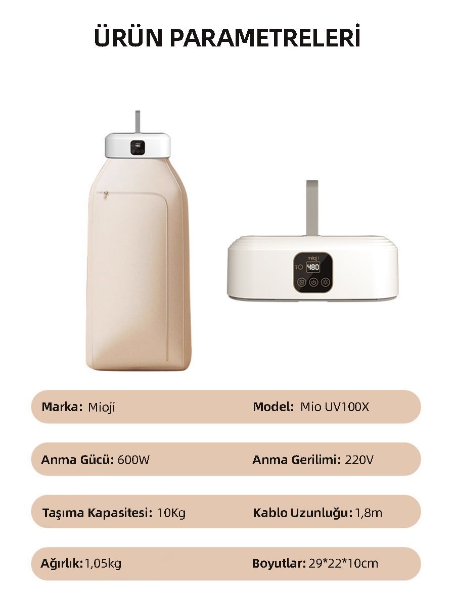 Mioji UV100X Yeni Nesil UV Işıklı Taşınabilir Portatif Askılı Katlanabilir Çamaşır Kurutma Makinesi