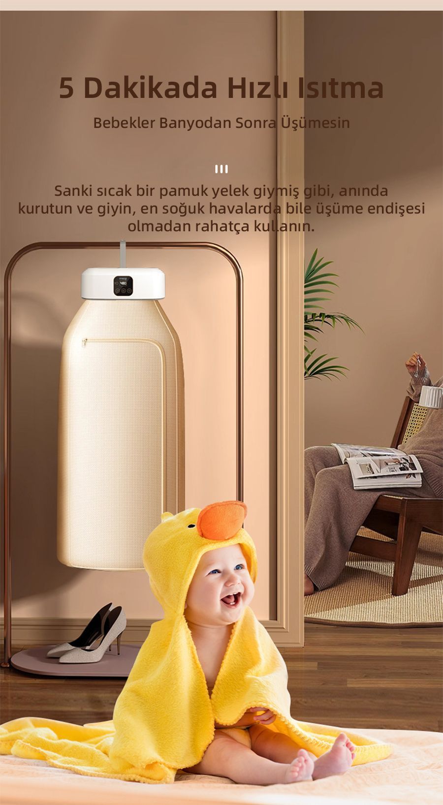 Mioji UV100X Yeni Nesil UV Işıklı Taşınabilir Portatif Askılı Katlanabilir Çamaşır Kurutma Makinesi