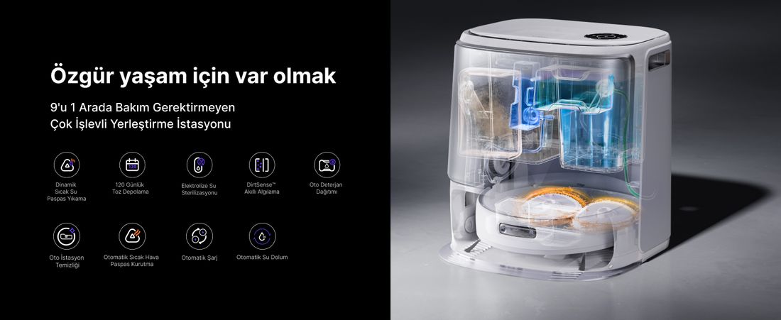Narwal Freo Z10 Ultra Akıllı Robot Süpürge Gri 18.000PA Emiş Gücü Sert Zemin Kullanımı için
