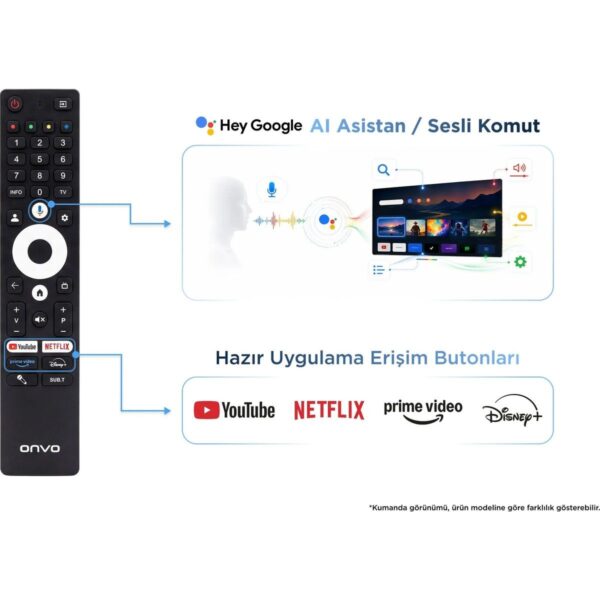 Onvo 100VQ90F3UB 100’’ 254 Ekran Uydu Alıcılı 4K Ultra HD QLED Google TV
