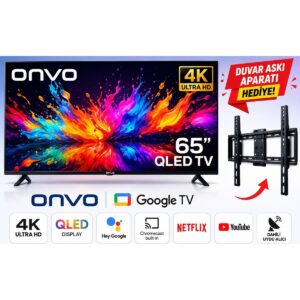 Onvo 65’’ QLED Smart TV 4K Ultra HD Ekran Boyutu ile Google TV ve Dahili Uydu Alıcılı HBCV0000F03YMM