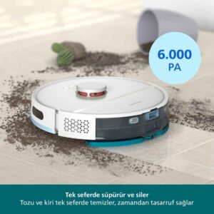 Philips 2000 Serisi Robot Süpürge, Islak ve Kuru Temizlik, LDS Radar Teknolojisi, Otomatik Boşaltma İstasyonu, HomeRun, Beyaz, XU2100/25 HBCV00009X73ME