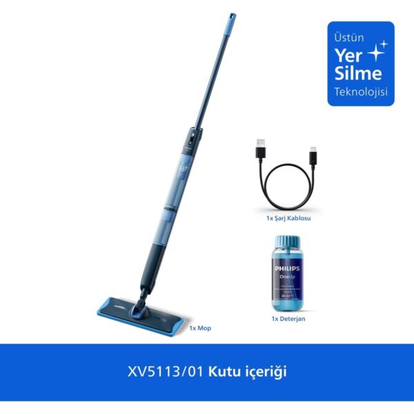 Philips 5000 Serisi OneUp Elektrikli Mop, 360° başlık ile zahmetsiz kullanım, (XV5113/01)