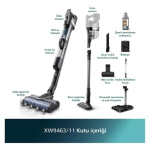 Philips 9000 Serisi AquaTrio Kablosuz Dikey Süpürge, Otomatik Temizleme ve Şarj İstasyonu​, AquaSpin Başlık, PowerCyclone Aqua, XW9463/11 HBCV000075C17D