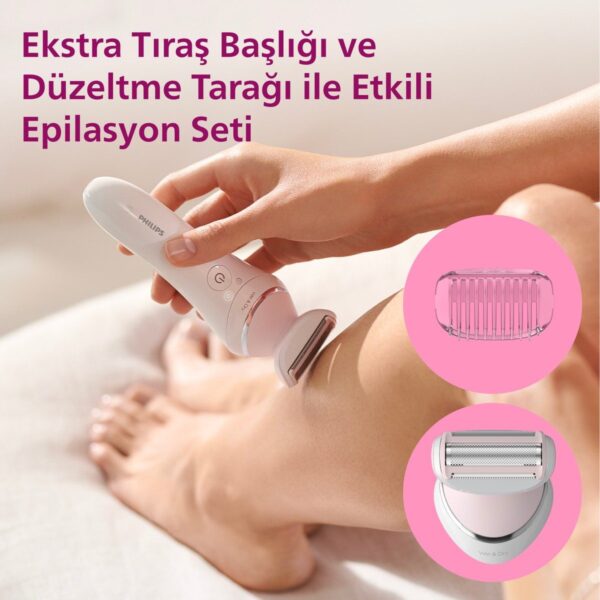 Philips BRE710/05 Epilatör (Yüz+Koltuk alti+Bikini Bölgesi+Bacak)Islak-Kuru,Işıklı,Kablosuz