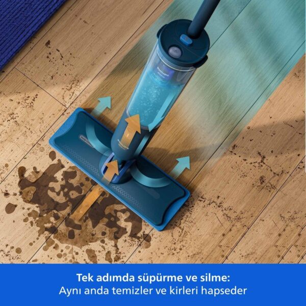 Philips OneUp 3000 Serisi Elektrikli Mop, Kablosuz, Bakterilere karşı %99,9 etkili, 360 derece başlık ile zahmetsiz kullanım, XV3101/01