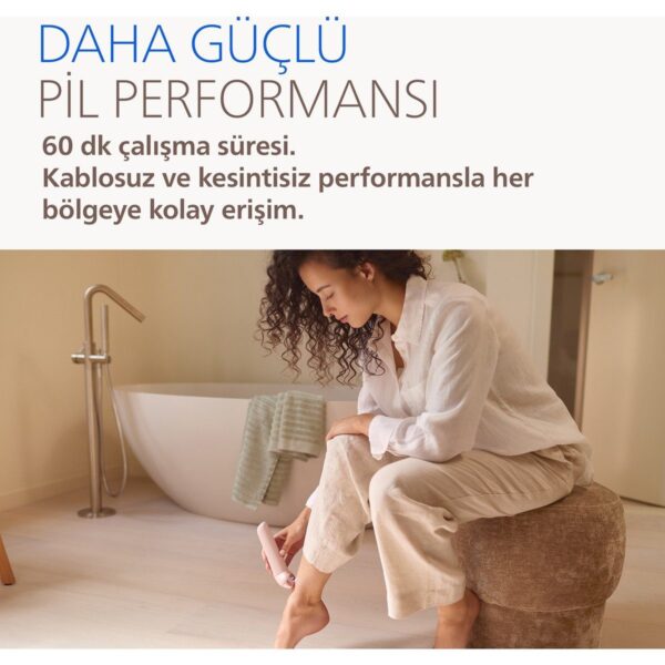 Philips Pembe Kablosuz Epilatör 9000 Serisi Islak ve Kuru Kullanım, Yıkanabilir Başlık ile 2 Hız Ayarı BRE718/05