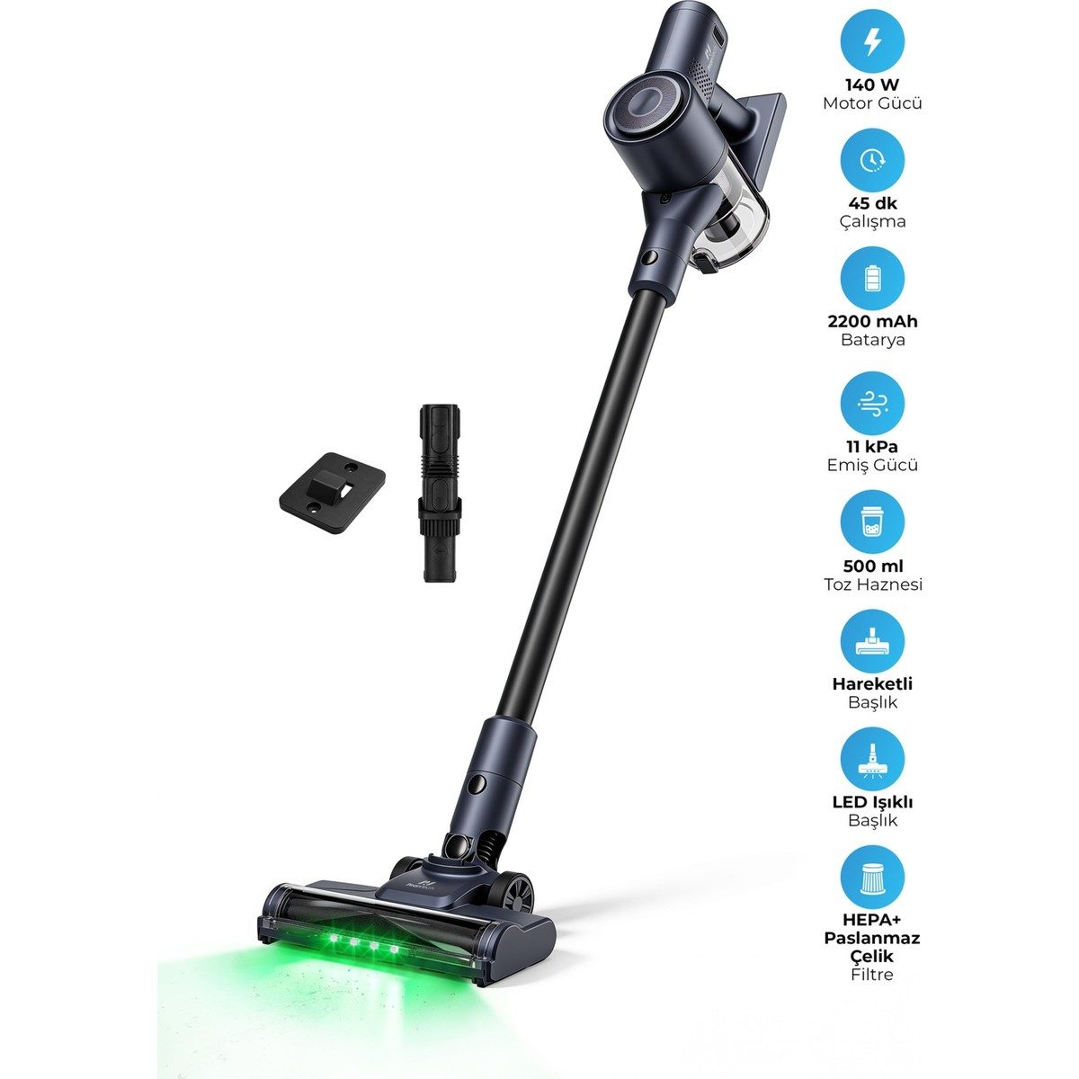 Pirantech Es-98 Kablosuz Dikey Süpürge 11 Kpa Güçlü Emiş Hepa Filtreli Şarjlı Süpürge HBCV0000HM1U9Y