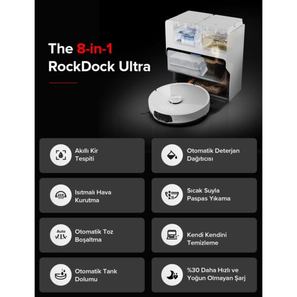 Roborock S8 Maxv Ultra Akıllı Robot Süpürge Beyaz