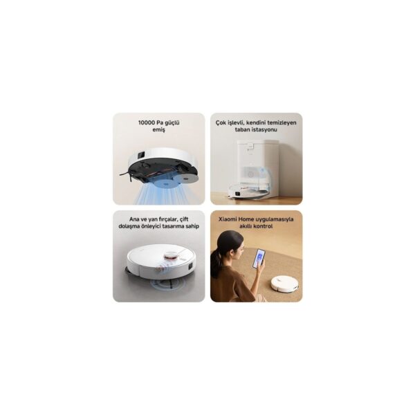 Robot Vacuum H50 Beyaz Akıllı Robot Süpürge + Paspas – 10000 Pa Emiş Gücü