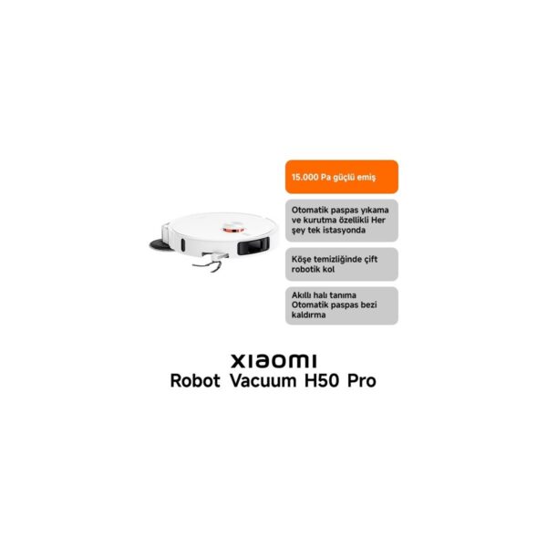 Robot Vacuum H50 Pro Beyaz Akıllı Robot Süpürge + Paspas – 15000 Pa Emiş Gücü