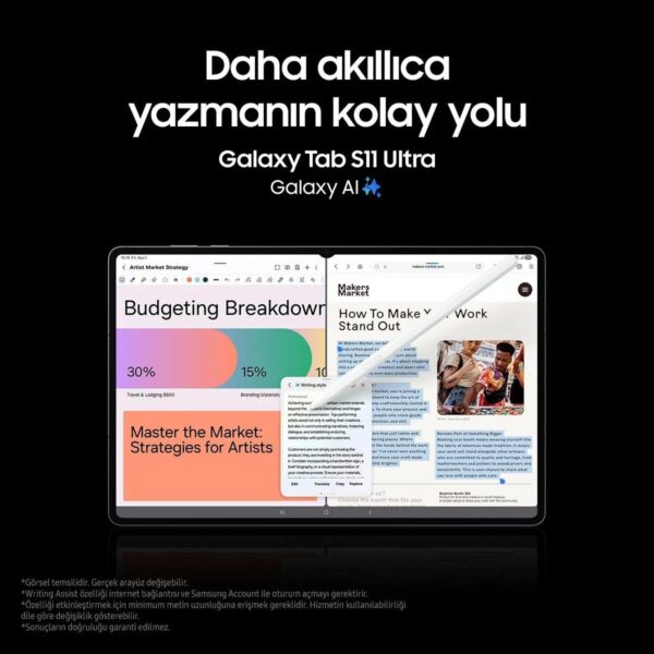 Samsung Galaxy Tab S11 Ultra 14.6″ AMOLED Ekran 12GB RAM 512GB Depolama Android İşletim Sistemi SM-X930