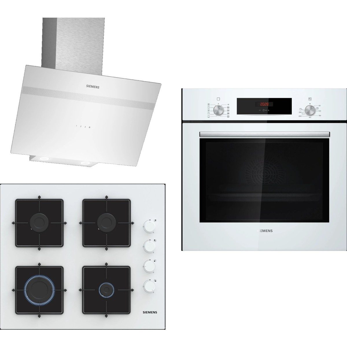 Siemens Ankastre Set 161 (HB012FBW1T - EO6C2PP30O - LC64KPJ20T ) Beyaz Renk Gazlı Ocak ve Fırın ile Modern Mutfak Uyumlu Enerji Sınıfı A HBCV00007ITD40