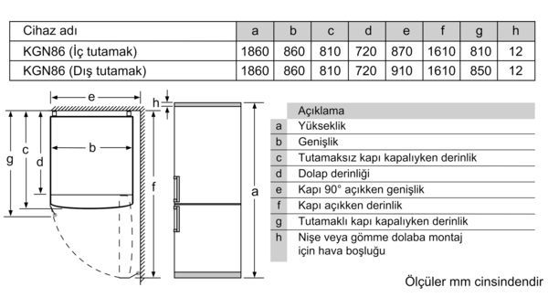 Siemens KG86NAID2N 631 LT No-Frost Kombi Tipi Buzdolabı