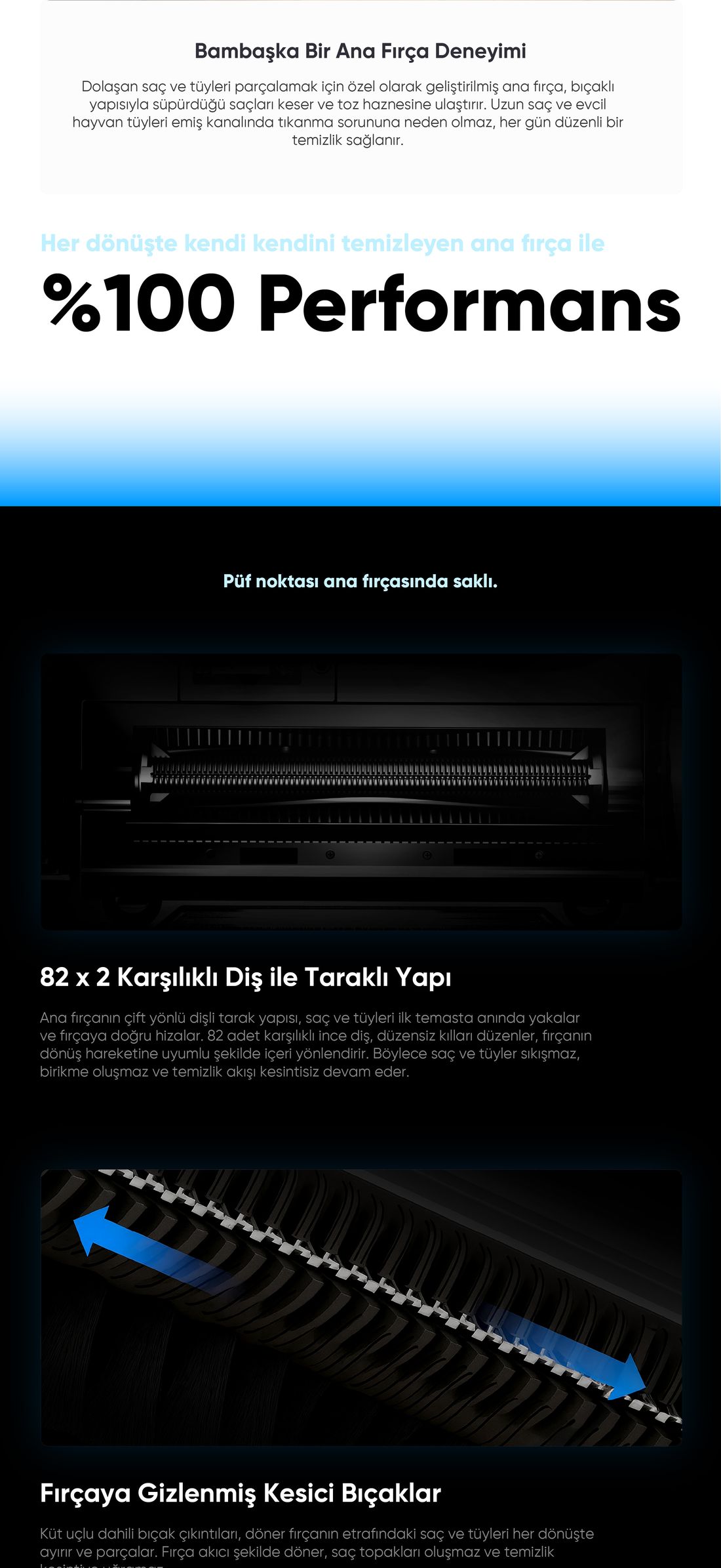 Şımart Katya P Akıllı Robot Süpürge Kıl Kesici Bıçaklı Ana Fırça 8000PA Emiş Gücü