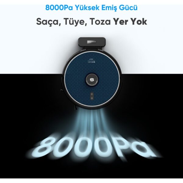 Şımart Katya P Akıllı Robot Süpürge Kıl Kesici Bıçaklı Ana Fırça 8000PA Emiş Gücü