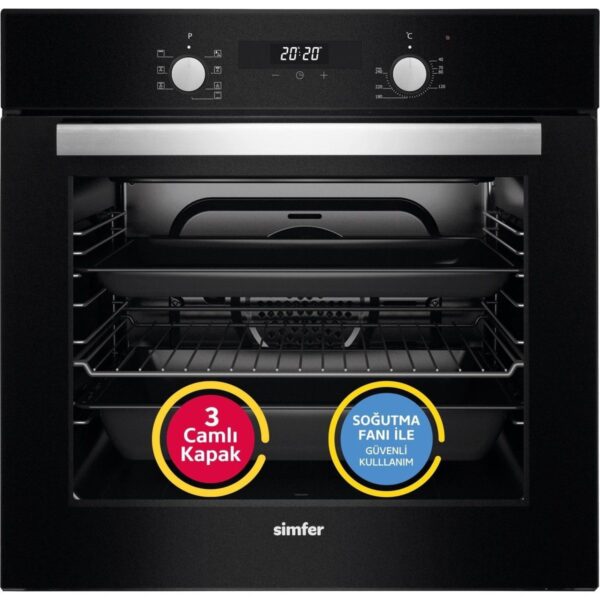 Simfer 0+7 Fonksiyon Power Turbo Siyah 2’li Ankastre Set (7327 Fırın + 3500 Ocak)