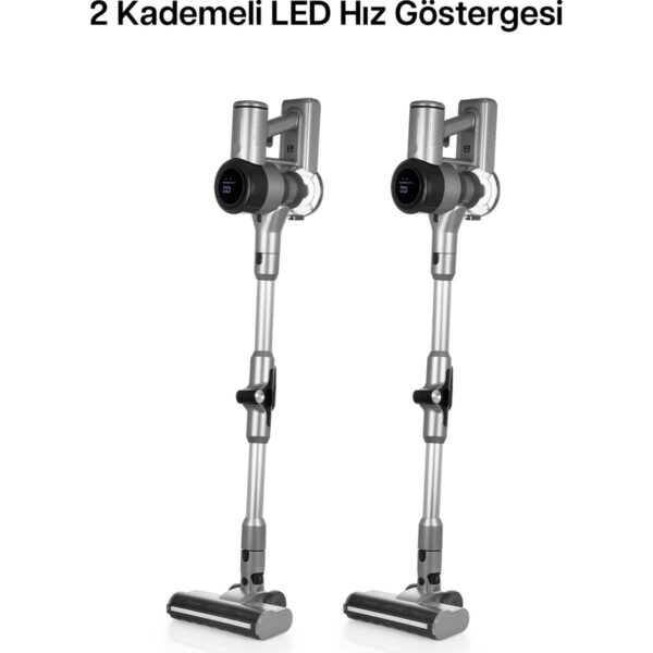 Sinbo SVC-8621 Dikey Kablosuz Şarjlı Süpürge 25.9 V Güç Değeri ile Gri Renk ve LED Aydınlatmalı