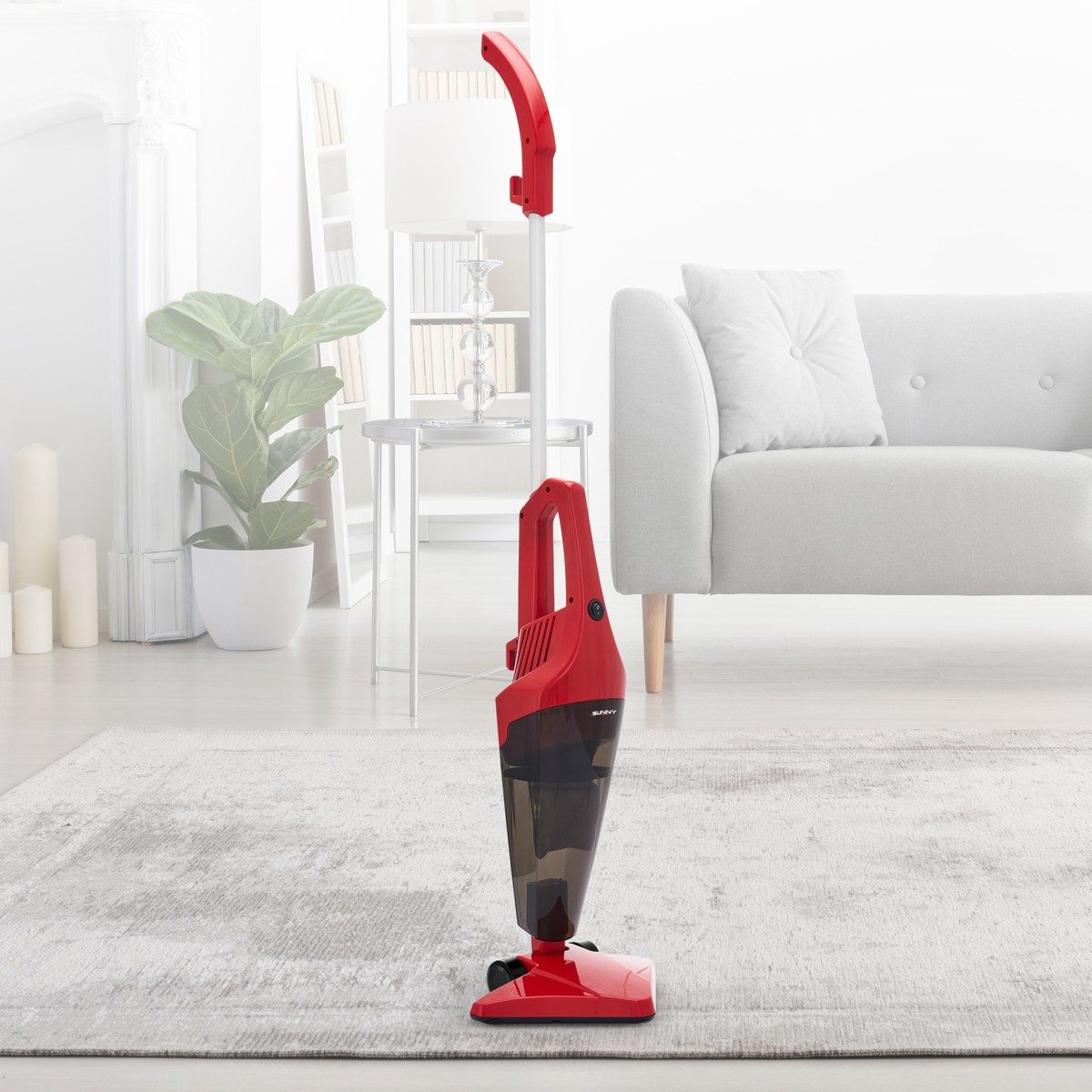 Sunny Rossa Mini Pratik Dikey Süpürge - Ergonomik Tasarım ve Tüm Yüzeyler İçin Üçgen Süpürme Aparatı ile 0.75 Lt Toz Haznesi HBV000003U0SR