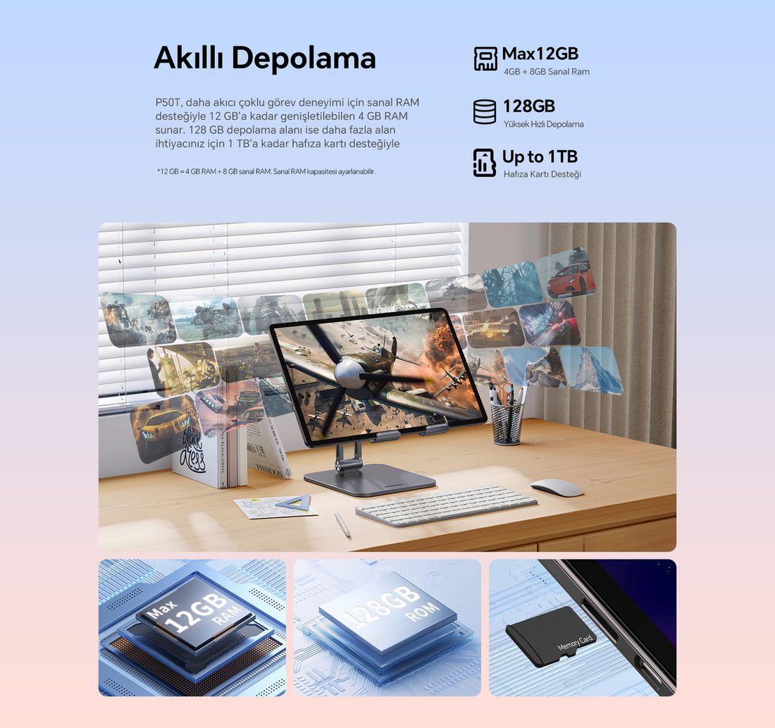 Teclast P50T 4/128 GB 11" Gri Klavye+Kılıf+Kalem