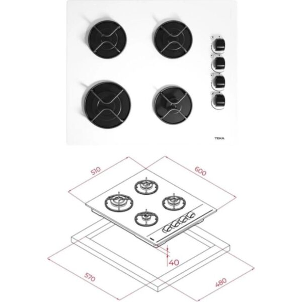 Teka – Chef 6 Ankastre Set – (Hak 625 Wh Fırın + Gbe 64002 Kbc Wh Ocak + Atv 60 Davlumbaz) – Beyaz – 64000466