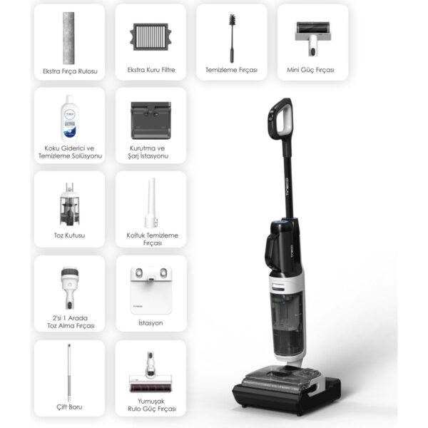Tineco Floor One Switch S6 Power Kit Kablosuz Akıllı Islak Kuru Elektrikli Süpürge, Zemin Temizleyici Paspas, 21KPA Güçlü Emiş, Çoklu Yüzey Için 5i1 Arada Süpürge