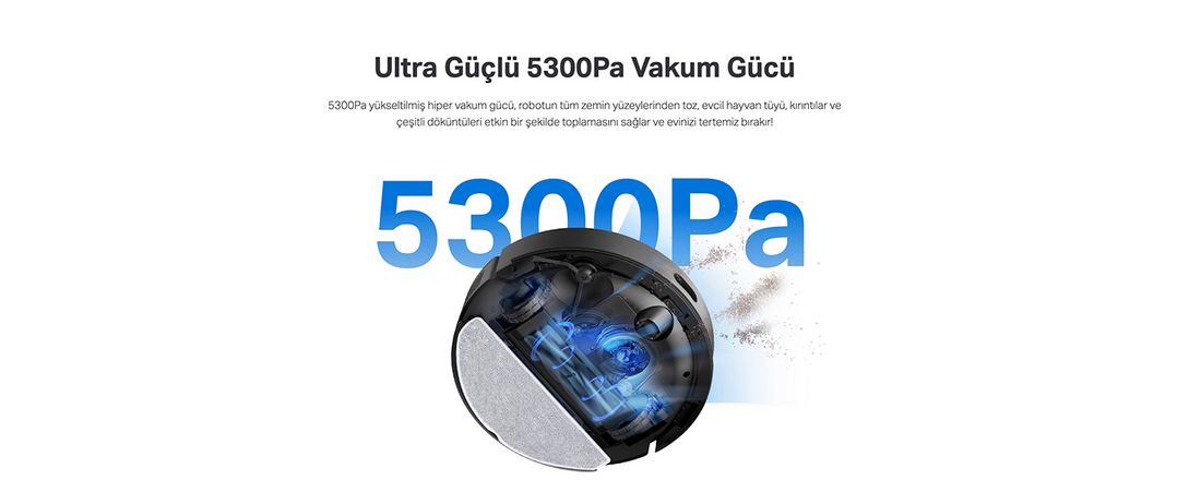 TP-Link Tapo RV30 Max Plus 5300Pa Yüksek Vakum Güçlü Robot Süpürge ve Paspas + Akıllı Otomatik Boşaltma Ünitesi