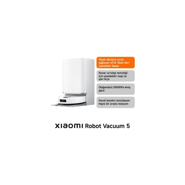 Xiaomi Robot Vacuum 5 Akıllı Robot Süpürge ve Mop 20.000 Pa Beyaz