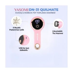 Yasomi Dn-31 Quilmate USB Şarj Edilebilir LED Ekran Tiftik-Tüy Toplama Makinesi HBCV00006QLU98