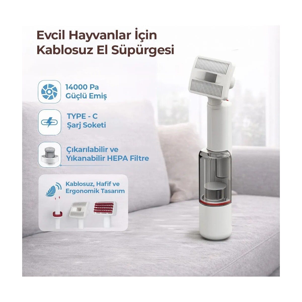 Yasomi M25 Max Kablosuz El Süpürgesi ve Evcil Hayvan Kiti 14000 Pa HBCV00003MXFEG